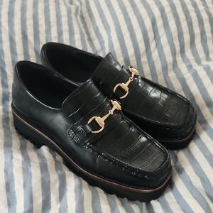 Intentionally Blank Loafers with Gold Detailing